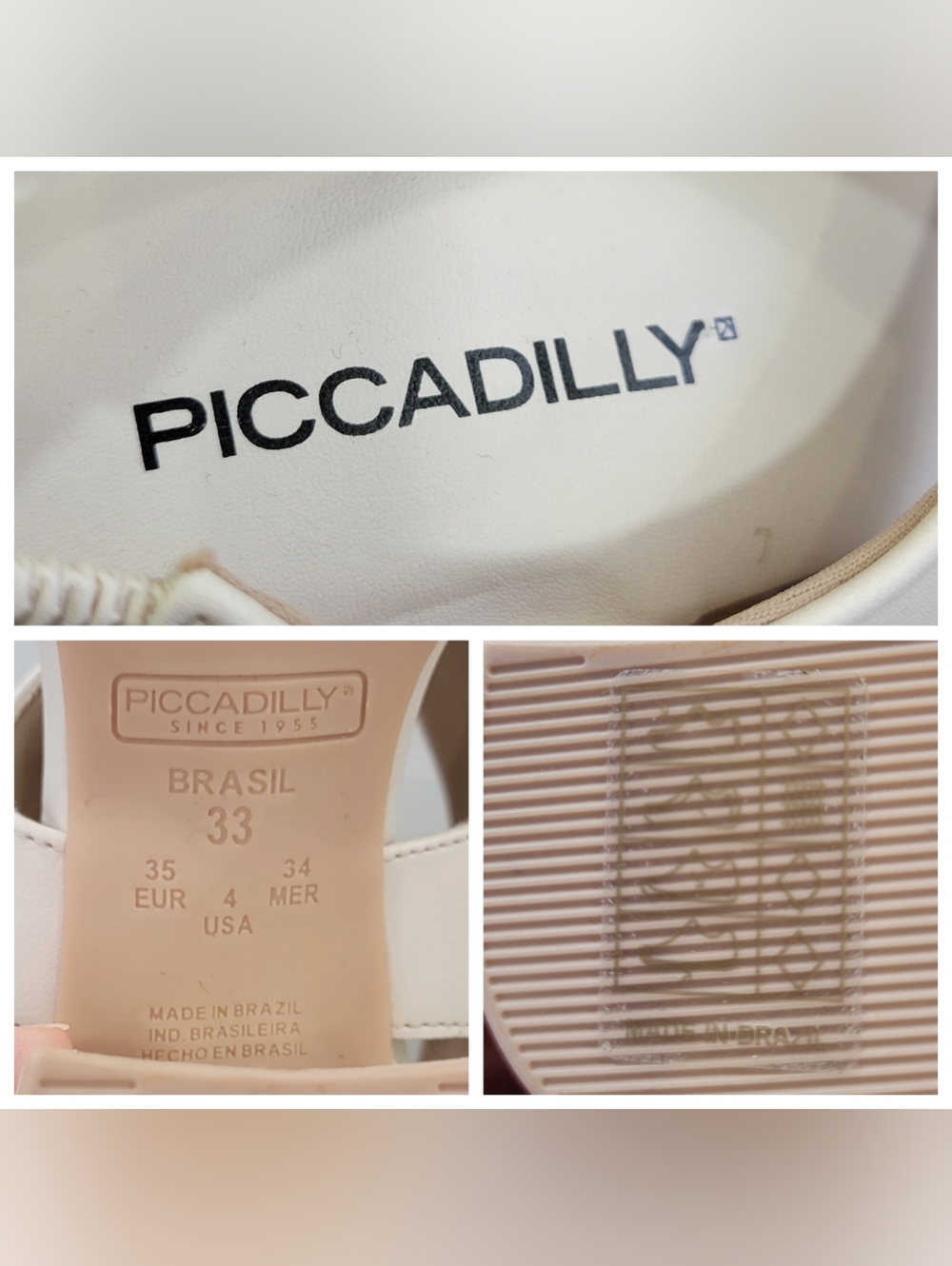 Piccadilly Off-White High Heeled Sandals Chunky Heel Cream Women's Size 4 - Picture 13 of 17